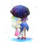  1girl couple from_behind hetero nia_teppelin rain shared_umbrella simon taira_momen tengen_toppa_gurren_lagann umbrella wet 