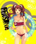  bandeau bikini breasts cleavage innertube kujikawa_rise medium_breasts nishi_juuji persona persona_4 red_hair scrunchie smile solo strapless swimsuit tubetop twintails 