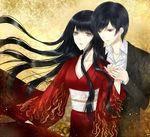  1girl black_hair brother_and_sister fatal_frame fatal_frame_4 formal haibara_sakuya haibara_you japanese_clothes kimono long_hair siblings yellow_eyes yusa_tk74 