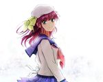  angel_beats! green_eyes hat kin'usagi long_hair looking_at_viewer purple_hair school_uniform serafuku solo yuri_(angel_beats!) 