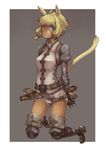  animal_ears bad_id bad_pixiv_id blonde_hair boots cat_ears cat_tail facial_mark final_fantasy final_fantasy_xiv gloves green_eyes highres miqo'te solo suzuno_(bookshelf) tail vest 