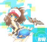  bad_id bad_pixiv_id baseball_cap blue_eyes brown_hair denim denim_shorts gen_5_pokemon hat katsuki pidove pokemon pokemon_(creature) pokemon_(game) pokemon_bw ponytail shorts torn_clothes touko_(pokemon) vest 