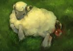  bad_pixiv_id gen_2_pokemon grass kenko lying mareep no_humans pokemon pokemon_(creature) realistic sheep solo 