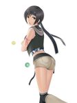  ass back bad_id bad_pixiv_id bare_shoulders bob_cut bocorot boots brown_eyes brown_hair final_fantasy final_fantasy_vii final_fantasy_vii_advent_children headband looking_back materia midriff open_mouth short_hair shorts solo vest yuffie_kisaragi 