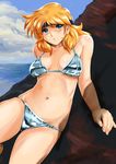  bikini blonde_hair blue_eyes lune_zoldark shiny shiny_skin short_hair shu-z solo super_robot_wars super_robot_wars_the_lord_of_elemental swimsuit 