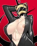  animal_helmet black_bodysuit bodysuit breasts celty_sturluson durarara!! helmet huge_breasts matsuri_(araiyuutoo) motorcycle_helmet nipples solo 