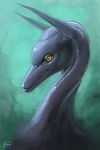  2015 anthro cetacean digital_media_(artwork) dolphin green_background grey_skin headshot_portrait mammal marine portrait simple_background skitalets solo yellow_eyes 