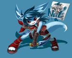  2017 anrock3 anthro blue_fur blue_hair canine clothed clothing fox fur hair kemono male mammal neil_(anrock3) solo 