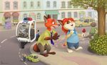  anthro balloon camel camelid canine car clothed clothing disney duo emmitt_otterton eye_contact female food fox hareluca hi_res hippopotamus judy_hopps lagomorph male mammal mother mother_and_son mouse mustelid nick_wilde otter parent pawpsicle police_uniform popsicle rabbit rodent son suspicious tree uniform vehicle zootopia 