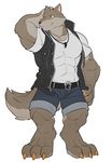  2018 abs anthro belt biceps black_nose canine clothing digital_media_(artwork) fur hi_res kemono male mammal muscular muscular_male velk wolf 