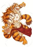  2018 abs anthro biceps clothing feline fur gunso0127 hi_res kemono loincloth male mammal muscular muscular_male pecs simple_background tiger 