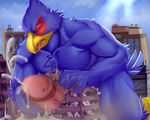  anthro avian big_penis bird building building_penetration canine cum destruction falco_lombardi fox fox_mccloud kneeling macro male mammal masturbation nintendo penis sitting soliscanis star_fox video_games 