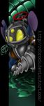 2010 alien big_daddy bioshock blue_claws blue_fur claws crossover digital_drawing_(artwork) digital_media_(artwork) disney drill experiment_(species) fur hi_res lilo_and_stitch notched_ear rcbrock signature solo standing stitch url video_games water 