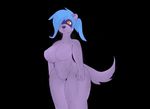  2018 anthro big_breasts blue_hair breasts crossgender digital_media_(artwork) felix_ferret female ferret hair juanahusky mammal mustelid simple_background thick_thigs 