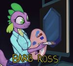  anthro barb bob_ross crossgender dragon female humor marsminer my_little_pony pun 
