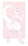  2015 anthro big_bulge big_butt bulge butt clothing collar eyes_closed girly goo_creature hair headphones huge_bulge huge_butt jiggling kobold legwear male monochrome mr.pink musical_note panties pink_theme pwink thick_thighs thigh_highs tongue tongue_out tube_top underwear voluptuous wide_hips 