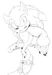  2018 anthro claws clothing footwear fur hearlesssoul humanoid_penis male monochrome mostly_nude penis shoes solo sonic_(series) sonic_the_werehog standing werehog 