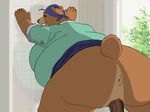  2018 animated anthro anus aoino_broome bear belly big_belly big_breasts big_butt breasts butt digital_media_(artwork) duo female looking_at_viewer looking_back male male/female mammal overweight penetration pussy sex thick_thighs vaginal vaginal_penetration 