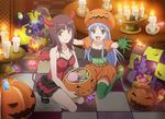  breasts brown_eyes candy cleavage food green_eyes halloween halloween_costume image_sample index itsuwa long_hair multiple_girls official_art pumpkin purple_hair short_hair silver_hair smile to_aru_majutsu_no_index yandere_sample 