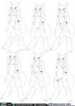  2016 anthro belly big_belly breasts canine digimon erection female fur hi_res intersex line_art mammal monochrome nipples nude penis pregnant renamon urielmanx7 