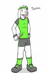  anthro character_name clothed clothing footwear fully_clothed fuze lagomorph male mammal rabbit shirt shoes shorts solo standing t-shirt texnatsu tom_(fuze) 