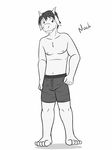  anthro barefoot caprine character_name clothed clothing fuze goat male mammal noah_(fuze) solo standing texnatsu topless underwear 