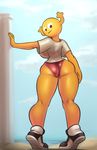  2018 big_breasts bloomers breasts cartoon_network clothing digital_media_(artwork) eyelashes fairy female horn looking_at_viewer looking_back penny_fitzgerald pose pussy rear_view shirt solo standing t-shirt the_amazing_world_of_gumball thick_thighs thingshappen yellow_skin 