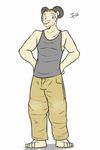  anthro barefoot caprine character_name clothed clothing fully_clothed fuze jeff_(fuze) male mammal pants shirt solo standing tank_top texnatsu 