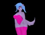  2018 anthro big_breasts blue_hair breasts clothing crossgender digital_media_(artwork) felix_ferret female ferret hair juanahusky mammal mustelid simple_background thick_thighs 