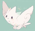  blue_background crown full_body gen_4_pokemon hideko_(l33l3b) looking_at_viewer no_humans parted_lips pokemon pokemon_(creature) signature simple_background solo spread_wings togekiss 
