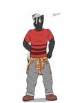  anthro character_name clothed clothing footwear fully_clothed fuze male mammal pants shirt shoes skunk solo standing t-shirt texnatsu xavier_(fuze) 