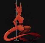  2015 ammylin breasts clothing dancing dragon female horn legwear pole pole_dancing scalie stockings vellareth_(ammylin) 