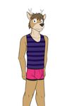  blue_shirt bulge casey_ramser cervine clothing deer fuze male mammal pink_underwear shirt striped_shirt tank_top texnatsu 