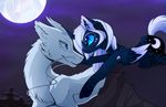  blue_eyes cat cutie_mark dragon duo equine eye_contact eyelashes feathered_wings feathers feline female feral friendship_is_magic fur furred_dragon hair horn magnaluna mammal moon my_little_pony night outside paws princess_luna_(mlp) sky smile white_hair winged_unicorn wings 