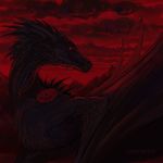  ambiguous_gender demortum digital_media_(artwork) dragon membranous_wings red_eyes red_theme scales scalie solo spines western_dragon wings 
