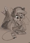  anthro butt canine drawing fb83 fox headphones lying male mammal on_front 