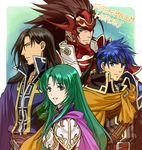  3boys absurdres armor blue_eyes blue_hair brown_hair cape cecilia_(fire_emblem) fire_emblem fire_emblem_heroes green_eyes green_hair highres huge_filesize ike karel kita_senri long_hair multiple_boys ryouma_(fire_emblem_if) yellow_eyes 