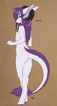  2017 anthro big_ears black_tongue butt canine clothed clothing crossdressing female fluff-kevlar fur hair horn long_hair long_tail long_tongue mammal nude original_species purple_eyes purple_hair radoslav_kovsai tongue white_fur yellow_sclera 