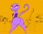  anthro big_butt breasts bremen_avenue_experience butt cat clothing dooks feline female fur guitar hi_res jessica_(bae) legwear looking_at_viewer looking_viewer mammal musical_instrument purple_fur seductive smile solo 