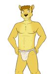  bulge clothed clothing feline fuze jockstrap lion male mammal nipples roy_(fuze) solo texnatsu topless underwear white_underwear 