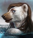  anthro bear female fur hair levelviolet looking_at_viewer mammal partially_submerged smile solo water 
