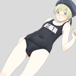  ass_visible_through_thighs black_school_swimsuit blonde_hair blue_eyes blush bulge covered_navel dutch_angle genderswap hat kantai_collection male_focus nejikos one-piece_swimsuit open_mouth otoko_no_ko sailor_hat school_swimsuit solo swimsuit z1_leberecht_maass_(kantai_collection) 