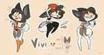  2017 amber_eyes anthro beverage biting_lip canine clothing coffee collage digital_media_(artwork) dog english_text female fur grey_fur hat hi_res legwear mammal midriff model_sheet multicolored_fur navel panties papillon pose schmuccubus shirt shorts simple_background standing sweater t-shirt text thigh_highs tongue tongue_out two_tone_fur underwear v_sign vivi_(schmuccubus) white_fur 