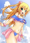  aruha bare_shoulders blonde_hair breasts cleavage commentary_request dark_magician_girl detached_sleeves duel_monster large_breasts long_hair sideboob smile solo yuu-gi-ou yuu-gi-ou_duel_monsters 