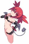  bangs bare_shoulders black_choker black_gloves blush bottomless choker collarbone cropped_legs demon_girl demon_tail demon_wings disgaea elbow_gloves etna eyebrows_visible_through_hair fang female flat_chest gloves hair_between_eyes hand_on_hip happy karukan_(monjya) light_blush looking_at_viewer matching_hair/eyes navel red_eyes red_hair ribs shiny shiny_hair shiny_skin short_hair simple_background smile solo standing strapless tail teeth thigh_strap tied_hair tubetop twintails white_background wings 