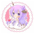  azur_lane blush chibi dress horns long_hair purple_hair smile unicorn_(azur_lane) violet_eyes 