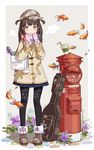  :d anchor_print animal_print ankle_boots bag bangs black_legwear blue_skirt blunt_bangs blush boots breath brown_coat brown_footwear brown_hat cabbie_hat cat_print closed_mouth coat cup drinking_straw eyebrows_visible_through_hair fish flower full_body gloves guitar_case hat heart highres instrument_case japanese_cylindrical_postbox long_hair long_sleeves looking_at_viewer miniskirt multicolored multicolored_clothes multicolored_scarf open_mouth original pantyhose paw_print pigeon-toed pink_gloves plaid plaid_hat pleated_skirt pom_pom_(clothes) postbox_(outgoing_mail) print_gloves print_legwear purple_flower scarf shopping_bag skirt smile solo standing tareme two_side_up yamano_(yamanoh) yellow_eyes 