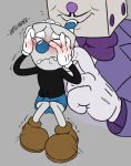  animate_inanimate bulge clothed clothing cuphead_(game) drinking duo gloves king_dice male mugman not_furry object_head shorts size_difference smaller_male toxic-boner video_games 
