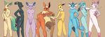  anthro eevee eeveelution espeon featureless_crotch flareon girly glaceon jolteon leafeon lineup male midnight_sunset nintendo nude pok&eacute;mon pok&eacute;mon_(species) simple_background sylveon umbreon vaporeon video_games 