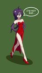  1girl blue_eyes breasts cleavage dress elbow_gloves high_heels jessica_rabbit jessica_rabbit_(cosplay) purple_hair red_dress solo zone-tan 